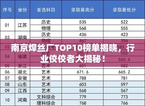 南京焊丝厂TOP10榜单揭晓,行业佼佼者大揭秘!